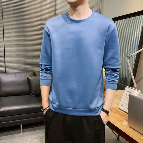 2021 Autumn New Hoodies Men Casual Brand Minimalist Sweatshirt O-Neck Solid color Plus Size Basic Pullover Long sleeve Korean