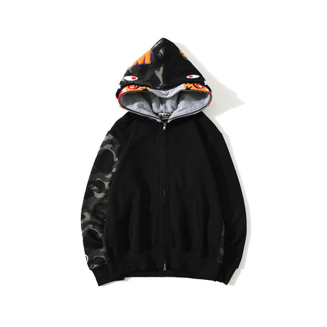 2022 Fashion Hoodie Spring Stretwear Embroidery Hoodie Casual Cardigan Top Apes Shark Coat Cotton M-3XL Unisex Adults худи