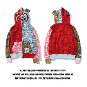 2022 Fashion Hoodie Spring Stretwear Embroidery Hoodie Casual Cardigan Top Apes Shark Coat Cotton M-3XL Unisex Adults худи