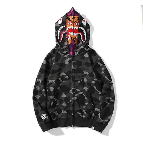 2022 Fashion Hoodie Spring Stretwear Embroidery Hoodie Casual Cardigan Top Apes Shark Coat Cotton M-3XL Unisex Adults худи