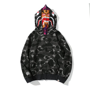 2022 Fashion Hoodie Spring Stretwear Embroidery Hoodie Casual Cardigan Top Apes Shark Coat Cotton M-3XL Unisex Adults худи