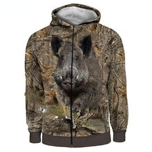 Load image into Gallery viewer, 2022 Men&#39;s Women&#39;s Long Sleeve Hoodie Boar Camouflage 3D Printing Sweatshirt Zipper Hunting Clothing Oversized