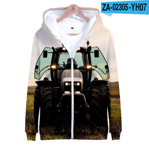 3 To 14 Years Kids Hoodies Tractor Pattern Clothing Boys Girls Hoodie Sweatshirt Harajuku Cartoon Jacket Tops Children Clohtes