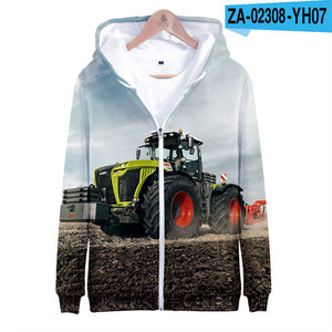 3 To 14 Years Kids Hoodies Tractor Pattern Clothing Boys Girls Hoodie Sweatshirt Harajuku Cartoon Jacket Tops Children Clohtes