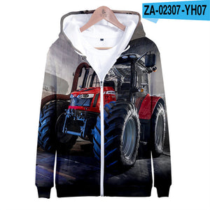 3 To 14 Years Kids Hoodies Tractor Pattern Clothing Boys Girls Hoodie Sweatshirt Harajuku Cartoon Jacket Tops Children Clohtes