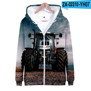 3 To 14 Years Kids Hoodies Tractor Pattern Clothing Boys Girls Hoodie Sweatshirt Harajuku Cartoon Jacket Tops Children Clohtes