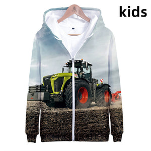 3 To 14 Years Kids Hoodies Tractor Pattern Clothing Boys Girls Hoodie Sweatshirt Harajuku Cartoon Jacket Tops Children Clohtes