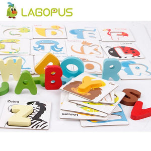 ABC Puzzle Wooden Toys Baby Early Education Letter Card Animal Puzzle Children Education Puzzle Card Alphabet Puzzle Toys - Bán Cà Chua