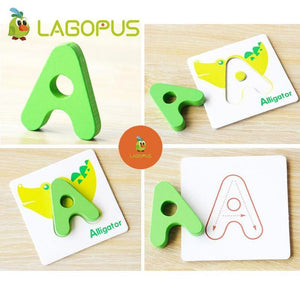 ABC Puzzle Wooden Toys Baby Early Education Letter Card Animal Puzzle Children Education Puzzle Card Alphabet Puzzle Toys - Bán Cà Chua