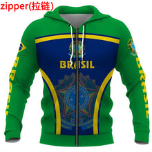Load image into Gallery viewer, Brazil Logo Graphic 3D Full Print Hoodie Unisex Long Sleeve Casual Zip Hoodie HD08