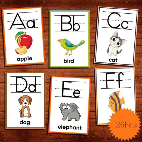 DDWE 26Pcs/Set English ABC Alphabet Flash Cards Word Game Card Learning Educational Toys For Children's day Gift Montessori Gift - Bán Cà Chua