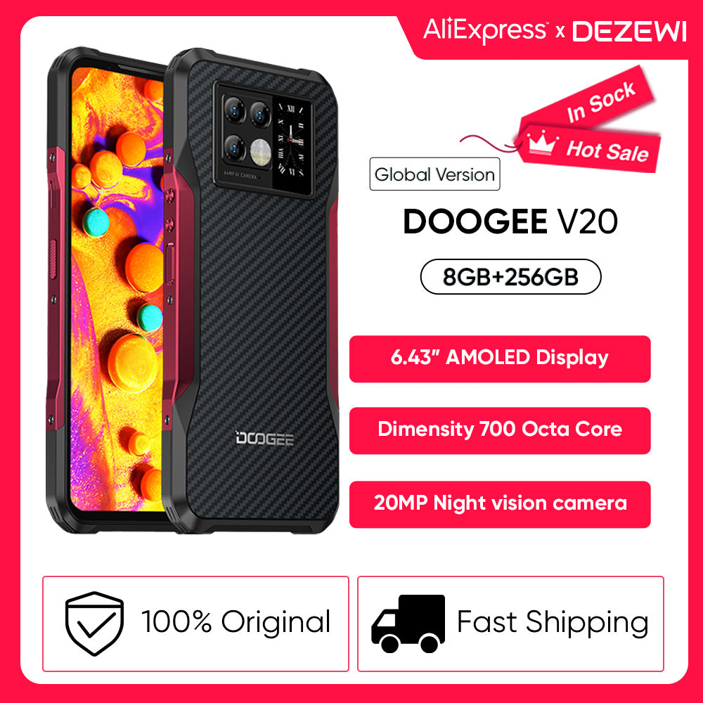 DOOGEE V20 5G Global Version New Smartphone 6.43" AMOLED Display 20MP Night Vision Camera 33W Fast Charging NFC 6000mAh Battery