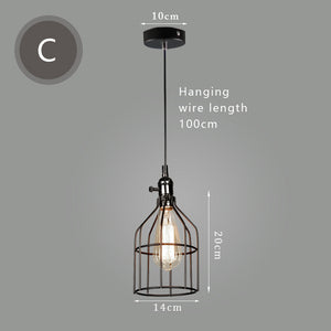 E27 Led Vintage Cage Pendant Lights Indoor Lighting Retro Light Fixture Pendant Lamps For Living Room Decor For Kitchen Lamp