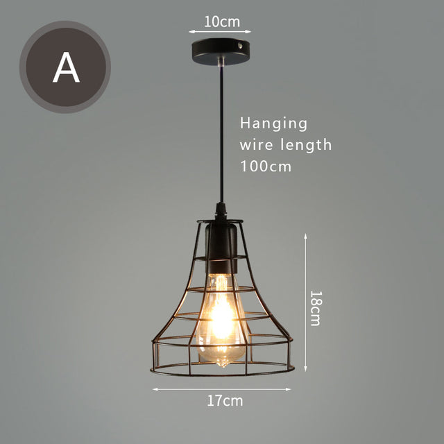 E27 Led Vintage Cage Pendant Lights Indoor Lighting Retro Light Fixture Pendant Lamps For Living Room Decor For Kitchen Lamp