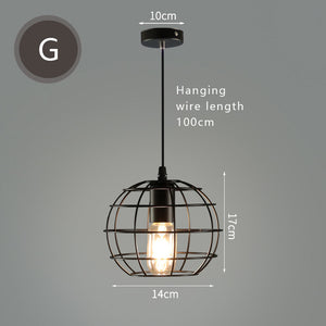 E27 Led Vintage Cage Pendant Lights Indoor Lighting Retro Light Fixture Pendant Lamps For Living Room Decor For Kitchen Lamp