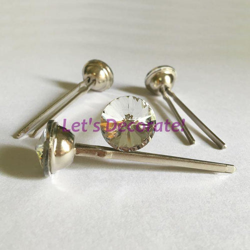 Free shipping 50PCS/LOT 18MM Satellite Crystal Glass Long Forks/ Decoration Tacks/ Upholstery Nails/ Crystal Buttons - Bán Cà Chua