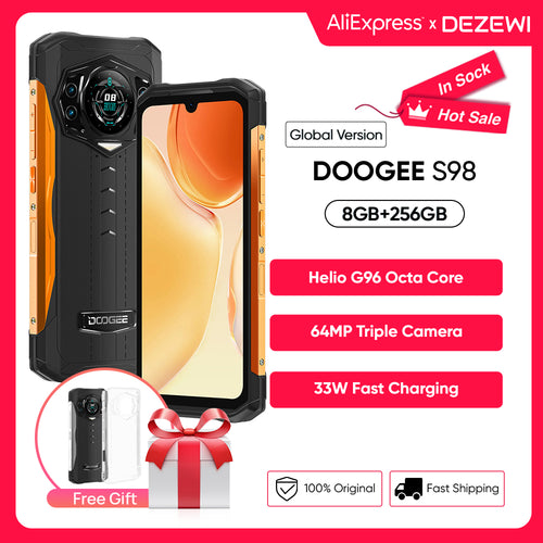 Global Version DOOGEE S98 Smartphone Helio G96 Octa Core 6.3" FHD+ Display 8GB 256GB 64MP Camera 6000mAh Battery 33W Fast Charge
