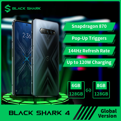 IN STOCK Black Shark 4 5G Gaming Phone Global Version Celular NFC Snapdragon 870 Magnetic Pop-Up Triggers 144Hz 67W Cellphone
