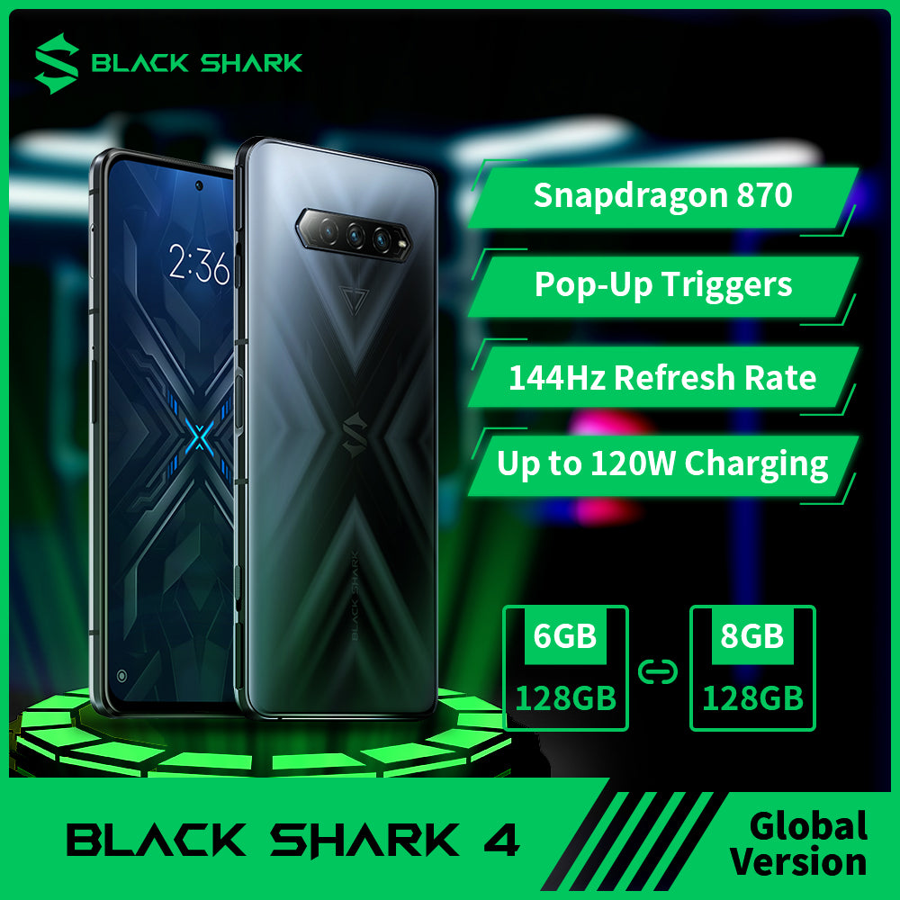 IN STOCK Black Shark 4 5G Gaming Phone Global Version Celular NFC Snapdragon 870 Magnetic Pop-Up Triggers 144Hz 67W Cellphone