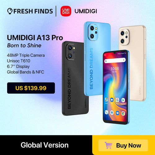 [In Stock] UMIDIGI A13 Pro Global Version Android Smartphone NFC 48MP AI Triple Camera 128GB 6.7" Full Display 5150mAh Battery