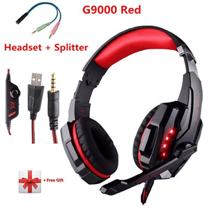 KOTION EACH G2000 G9000 Gaming Headphones Gamer Earphone Stereo Deep Bass Wired Headset with Mic LED Light for PC PS4 X-BOX - Bán Cà Chua
