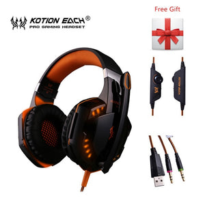 KOTION EACH G2000 G9000 Gaming Headphones Gamer Earphone Stereo Deep Bass Wired Headset with Mic LED Light for PC PS4 X-BOX - Bán Cà Chua