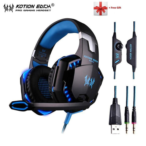 KOTION EACH G2000 G9000 Gaming Headphones Gamer Earphone Stereo Deep Bass Wired Headset with Mic LED Light for PC PS4 X-BOX - Bán Cà Chua