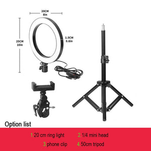 LED Selfie Ring Light 5500K Studio Photography Photo Fill Ring Light with Tripod for iphone Smartphone Makeup USB - Bán Cà Chua