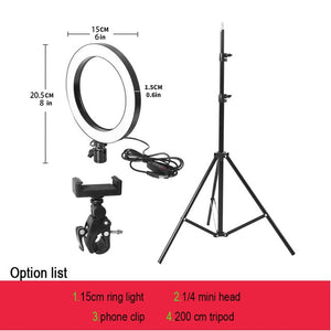 LED Selfie Ring Light 5500K Studio Photography Photo Fill Ring Light with Tripod for iphone Smartphone Makeup USB - Bán Cà Chua