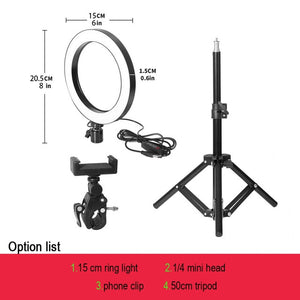 LED Selfie Ring Light 5500K Studio Photography Photo Fill Ring Light with Tripod for iphone Smartphone Makeup USB - Bán Cà Chua