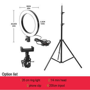 LED Selfie Ring Light 5500K Studio Photography Photo Fill Ring Light with Tripod for iphone Smartphone Makeup USB - Bán Cà Chua