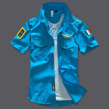 Load image into Gallery viewer, New Men&#39;s Shirts Short Sleeve Summer Beach Embroidered Tops High Quality Military Cotton Air Force One MA Casual Shirts 6XL - Bán Cà Chua