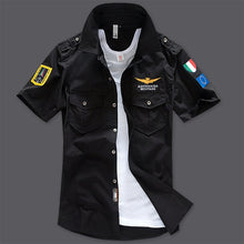 Load image into Gallery viewer, New Men&#39;s Shirts Short Sleeve Summer Beach Embroidered Tops High Quality Military Cotton Air Force One MA Casual Shirts 6XL - Bán Cà Chua