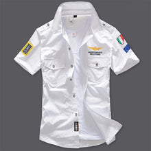 Load image into Gallery viewer, New Men&#39;s Shirts Short Sleeve Summer Beach Embroidered Tops High Quality Military Cotton Air Force One MA Casual Shirts 6XL - Bán Cà Chua