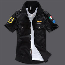 Load image into Gallery viewer, New Men&#39;s Shirts Short Sleeve Summer Beach Embroidered Tops High Quality Military Cotton Air Force One MA Casual Shirts 6XL - Bán Cà Chua