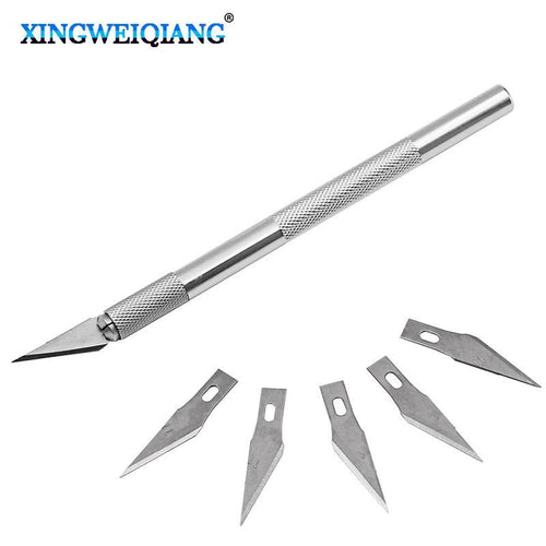 Non-Slip Metal Scalpel Knife Tools Kit Cutter Engraving Craft knives+5pcs Blades Mobile Phone PCB DIY Repair Hand Tools - Bán Cà Chua