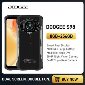 World Premiere DOOGEE S98 Rugged Phone 6.3&quot;LCD FHD Display Dial Rear G96 Octa Core 8+256GB 64MP Camera SmartPhone 6000mAh Phone