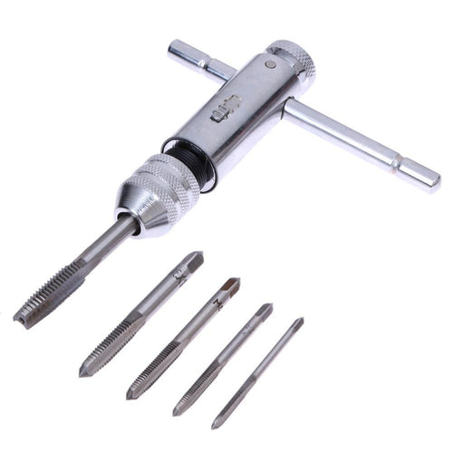 5Pcs/set Adjustable M3-M8 T-Handle Ratchet Tap Wrench Machinist Tool  Screw Thread Plug Tap Machinist Tool - Bán Cà Chua